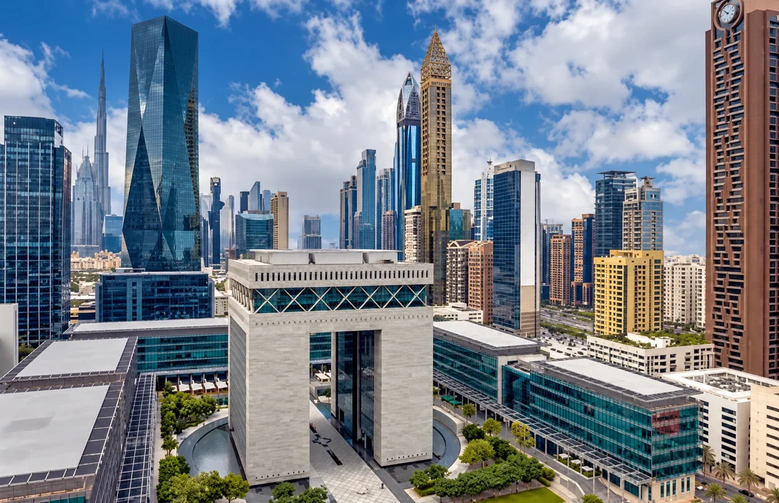 The Gate building and surrounding office towers at Dubai International Financial Centre